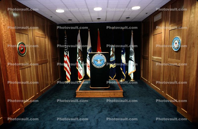 Swearing in Room, Flags, Wood Panel