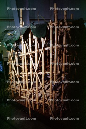Prisoner Cage to Hold American Pilots shot down over North Vietnam, bamboo prison, POW cage, Vietnam War