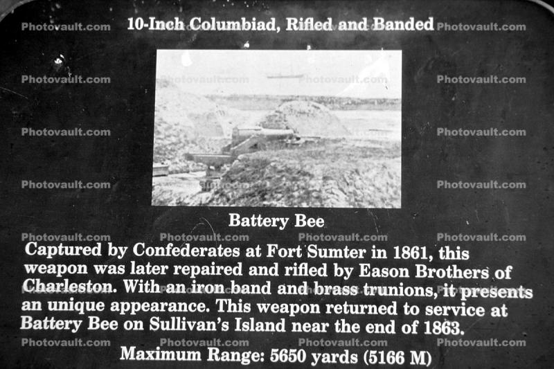 10-Inch Columbiad, Rifled and Banded, Morris Island, Civil War, coastal defense, coast