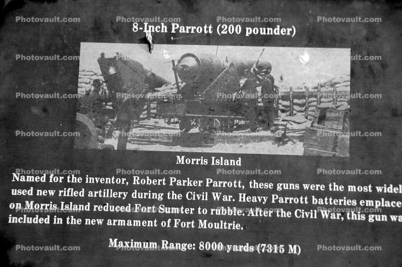 8-Inch Parrott Cannon, 200 Pounder, Artillery, gun, Cannons, firepower, Morris Island, Civil War, coastal defense, coast Images, Photography, Stock Pictures, Archives, Fine Art Prints