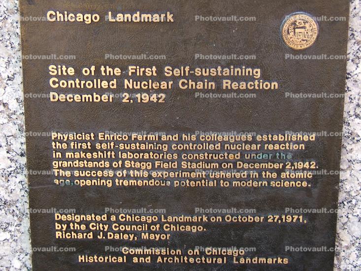 Site of the First Self-sustaining Controlled Nuclear Chain Reaction, December 2, 1942, World War Two, WWII, 1940s