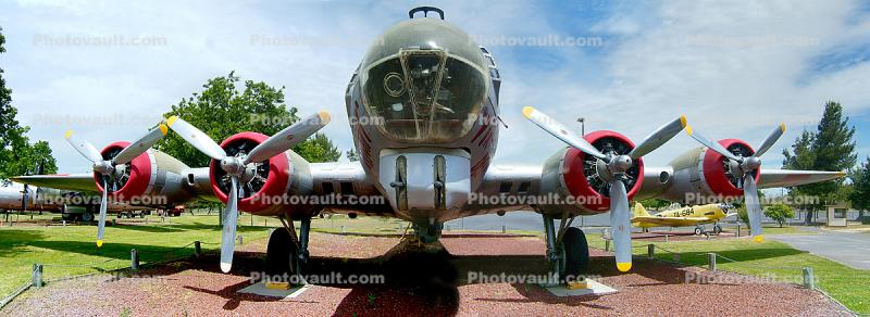 Glazed Nose, Gun Turret, Boeing B-17G Flying Fortress, Castle Air Force Base, Merced, California, Panorama