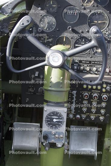 Steering Columns, Cockpit, A-26 Invader, #41-39303, Pacific Coast Air Museum, Santa Rosa, California