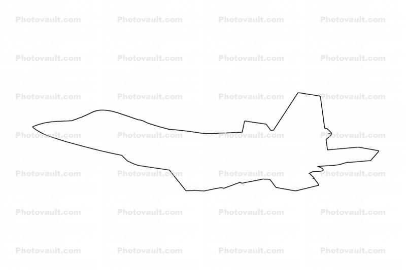 Lockheed F-22 Raptor outline, line drawing
