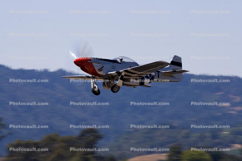 P-51D in flight, taking-off