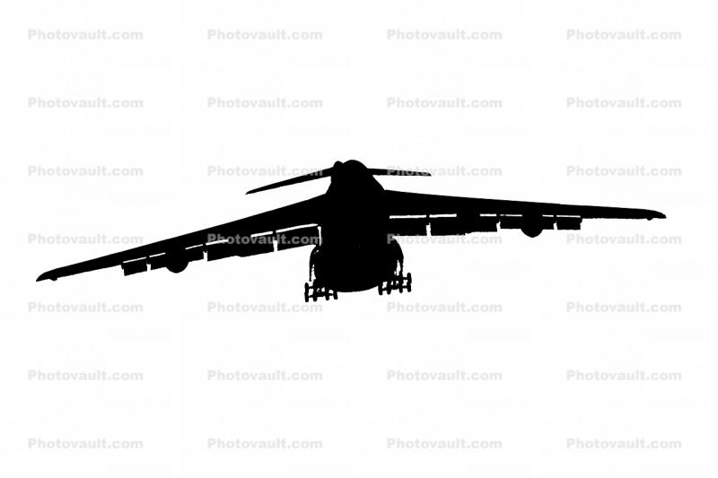 Lockheed, C-5 Galaxy silhouette, shape, logo, with extended flaps