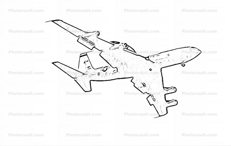 Line Drawing, E-3 Airborne Warning and Control System, AWACS, Abstract
