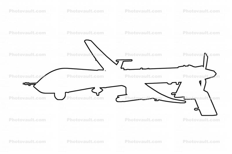 MQ-1 Predator outline, line drawing, UAV