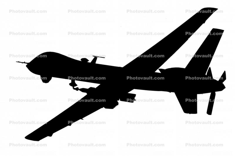 MQ-9 Reaper silhouette, unmanned aerial vehicle, UAV, Drone, shape