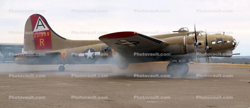 Smokey Engine Start of a B-17G, Nine-O-Nine, 42-31909
