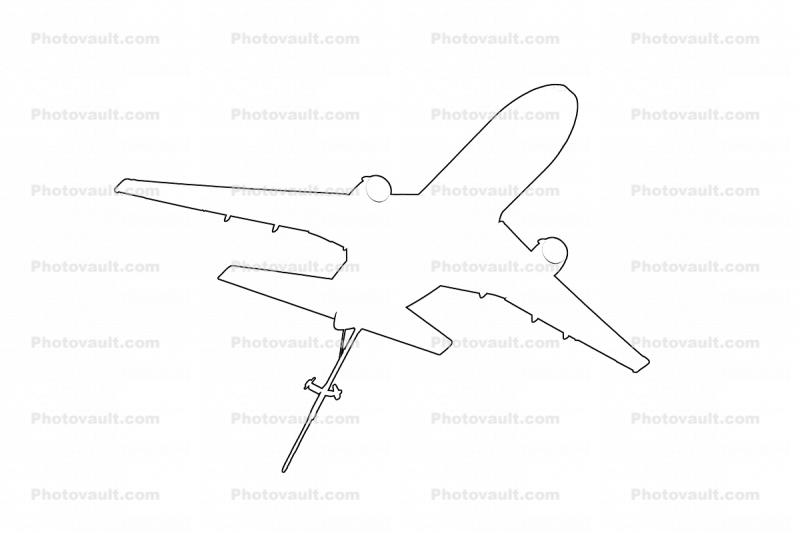 KC-10A Extender outline, line drawing, Refueling Probe extended