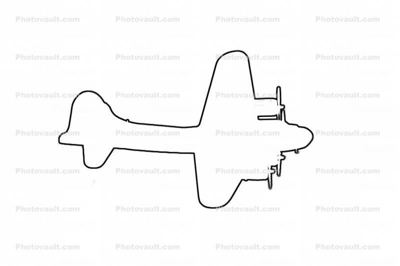 Boeing B-17 outline, line drawing
