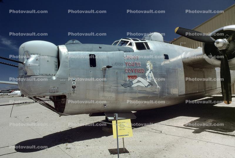 B-24 Liberato, Shoot You're Covered, Nose Art, Pima Air Museum