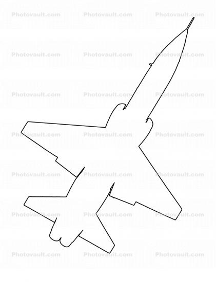 Northrop T-38 outline, line drawing, shape