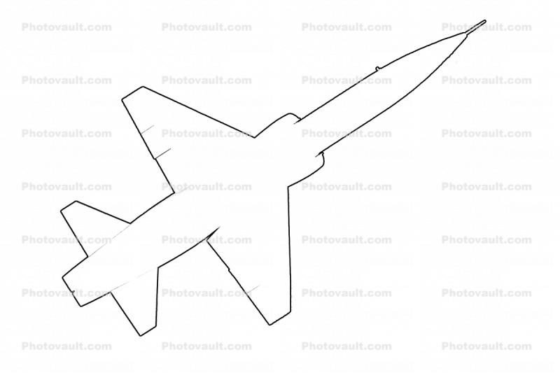 Northrop T-38 outline, line drawing, shape