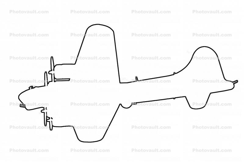 B-17G outline, line drawing