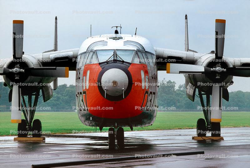 Fairchild C-119J Flying Boxcar, head-on, 18037, USAF 51-8037, Wright-Patterson Air Force Base, Fairborn, Ohio