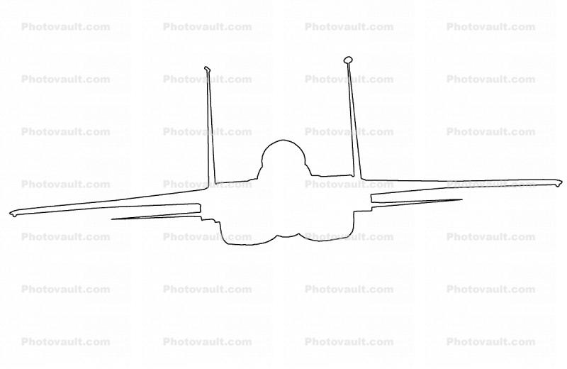 McDonnell Douglas, F-15 Eagle outline, line drawing, shape