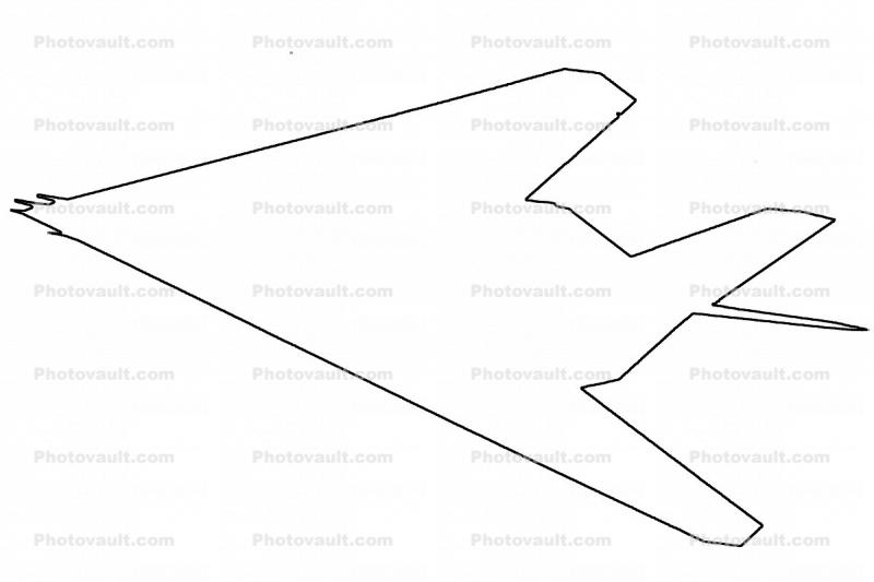 Lockheed F-117A outline, line drawing, shape