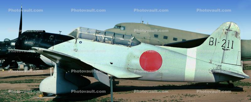 Aichi D-3 Val, Carrier Based Dive Bomber, Japanese Navy, B1-211, Panorama, WW2, Aircraft, Roundel