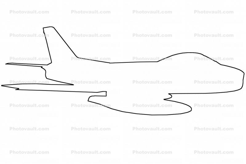 F-86H Sabre outline, line drawing, shape