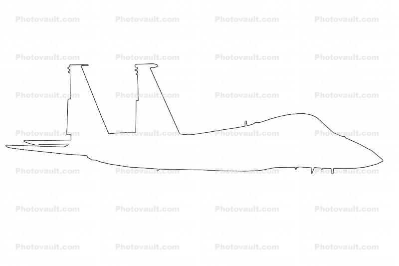 McDonnell Douglas, F-15 Eagle outline, line drawing, shape