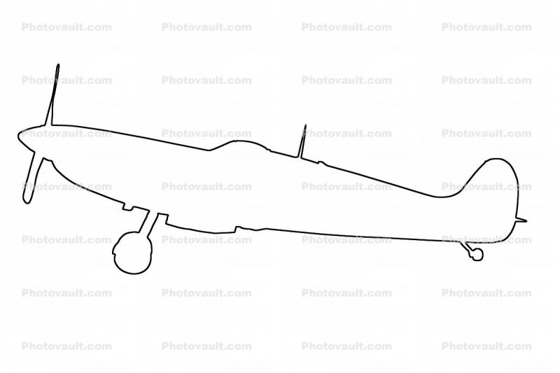 Spitfire outline, line drawing, shape