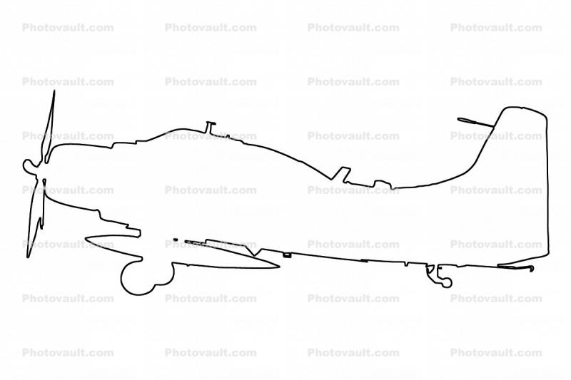 A-1E Skyraider outline, 32415, 415, line drawing, shape
