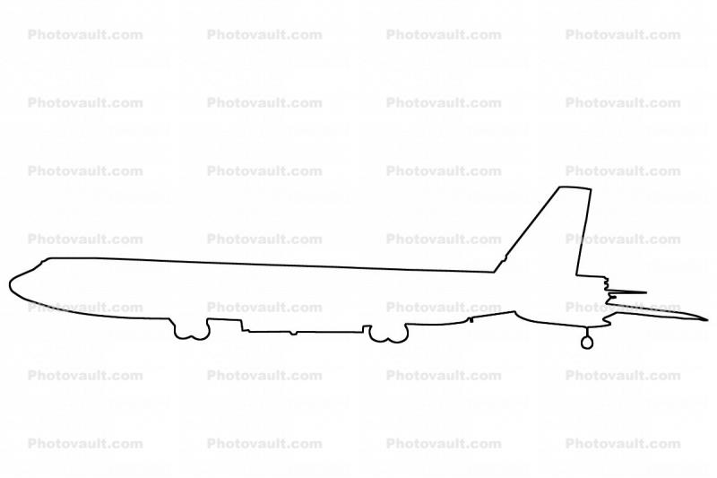 Boeing B-52 Stratofortress outline, line drawing, shape