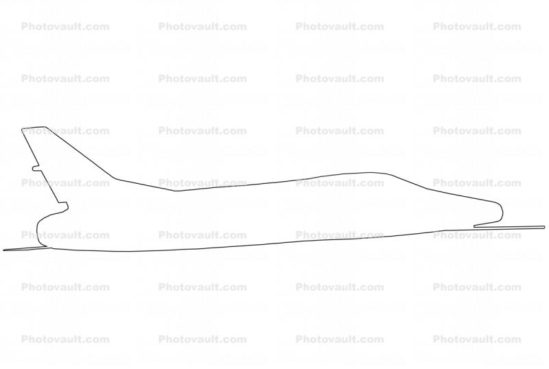 North American F-100 Super Saber outline, line drawing, shape