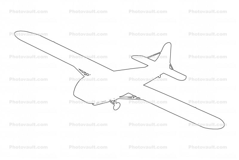 WACO CG-4A Hadrian Glider outline, line drawing, shape, WW2