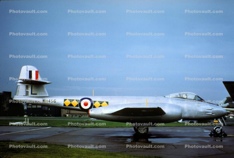 WH456, WH-456, Gloster Meteor twin engine jet fighter, straight wing