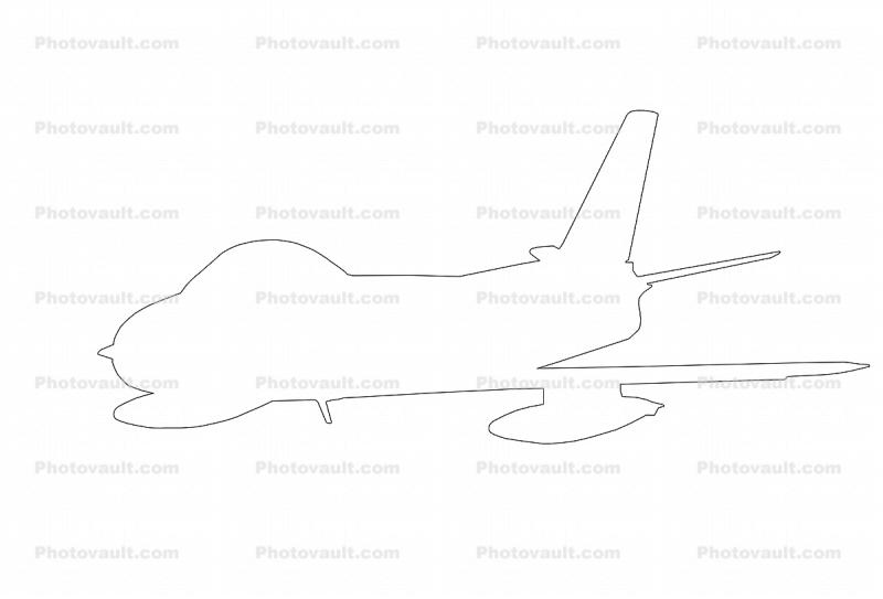 F-86 Sabre, USAF outline, line drawing, shape