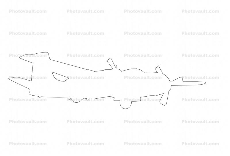 A-26 Invader outline, line drawing, shape
