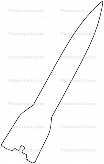 V-2 Rocket outline, line drawing, shape