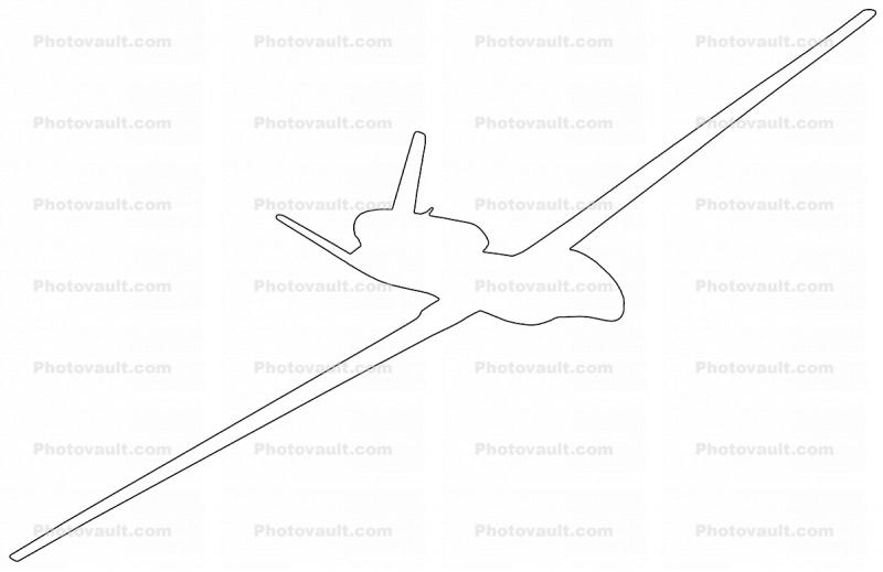 Northrop Grumman RQ-4A Global Hawk, outline, UAV, line drawing, shape