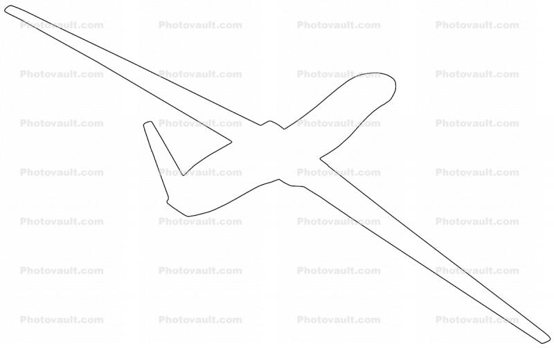 Northrop Grumman RQ-4A Global Hawk outline, UAV, line drawing, shape