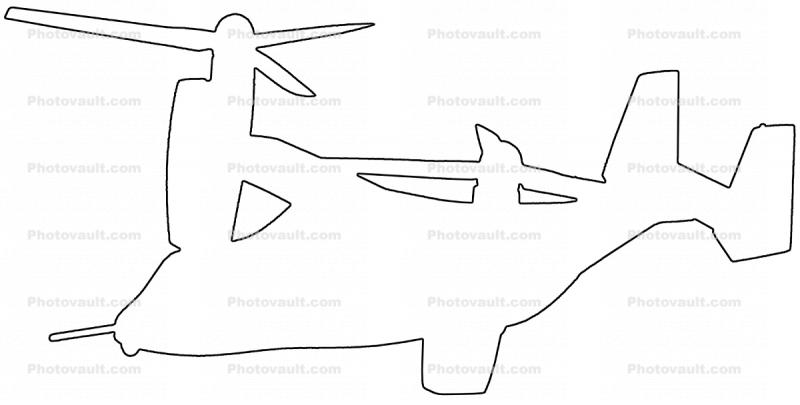 V-22 Osprey Outline, line drawing, shape