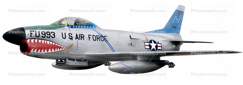 F-86 Sabre, North American, Transonic Jet Fighter, Aviation, Aircraft, Airplane, swept wing, Plane, single-engine, single-seat, Sabrejet, low-wing, turbojet, FU-993, F-86D Sabre Dog, photo-object, object, cut-out, cutout