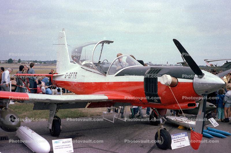 G-SFTR, NDN Aircraft NDN-1T Turbo-Firecracker, Farnborough International, PT6A, 1984, 1980s