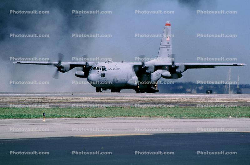 Lockheed C-130 Hercules, smoke, ANG