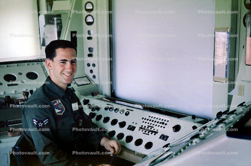 Air Controller, smiling, Lockbourne Air Force Base, May 1962, 1960s