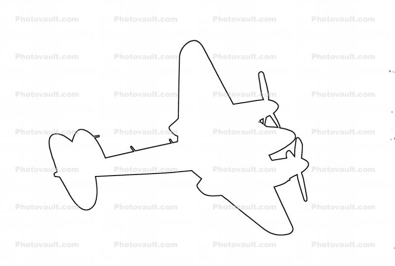De Havilland DH98 Mosquito T.3 outline, line drawing, RAF