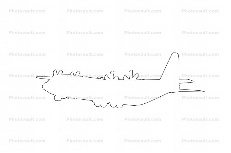 C-130J Hercules outline, line drawing