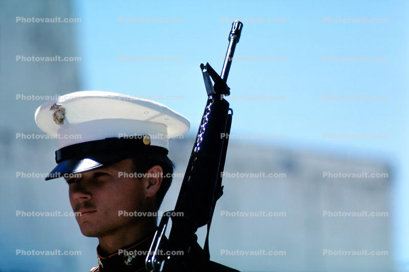 Marine Color Guard, Uniform Blues, Attention, Honor Guard, Dress, Dressy, Formal, Rifle, Point Reyes Station, Marin County California