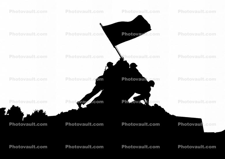 Iwo Jima Statue silhouette, Arlington, Virginia, logo, shape