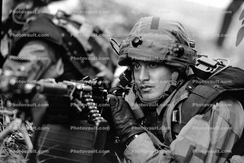 Machine Gun, bullet belt, soldier, face, helmet, Operation Kernel Blitz, urban warfare training, Troops