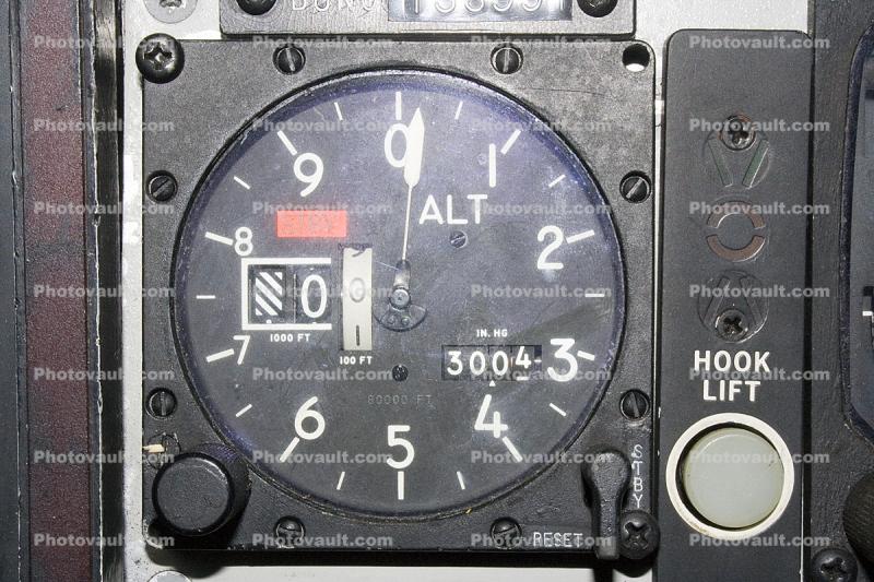 Altimeter, Altitude, Hook Lift Button, Grumman A-6A Intruder
