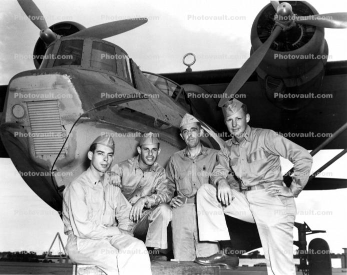 Pilots of the four Patrol Squadron 24 (VP-24) and Patrol Squadron 51 (VP-51), PBY-5A, WWII, World War 2