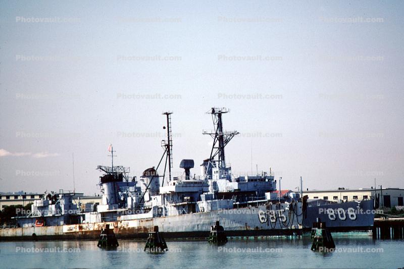 Destroyer, DD 685, DD 806, docks, USN, United States Navy, April 1982